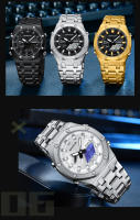 Reloj Electrónico Para Hombre SANDA 3357 Dual Display Multifuncional Resistente Al Agua Con Alarma Y LED De Acero Inoxidable - details 13