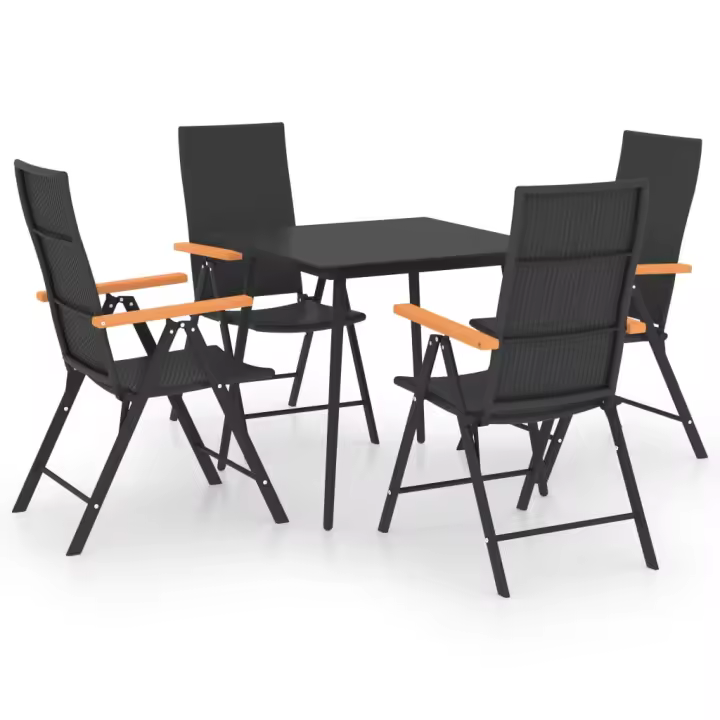 vidaXL Juego de comedor para jardín 5 piezas negro y marrón - 1