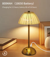 Lámpara De Mesa LED Cristal Dimmer Recargable Luz Nocturna Para Lectura Cama Dormitorio Decoración Retro Hotel Bar - details 7