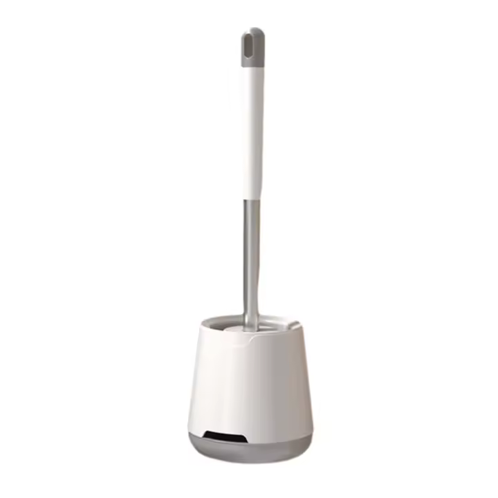 Escobilla y soporte para inodoro, soporte de pared de silicona, juego de escobilla para inodoro resistente de limpieza profunda para Baño - 1