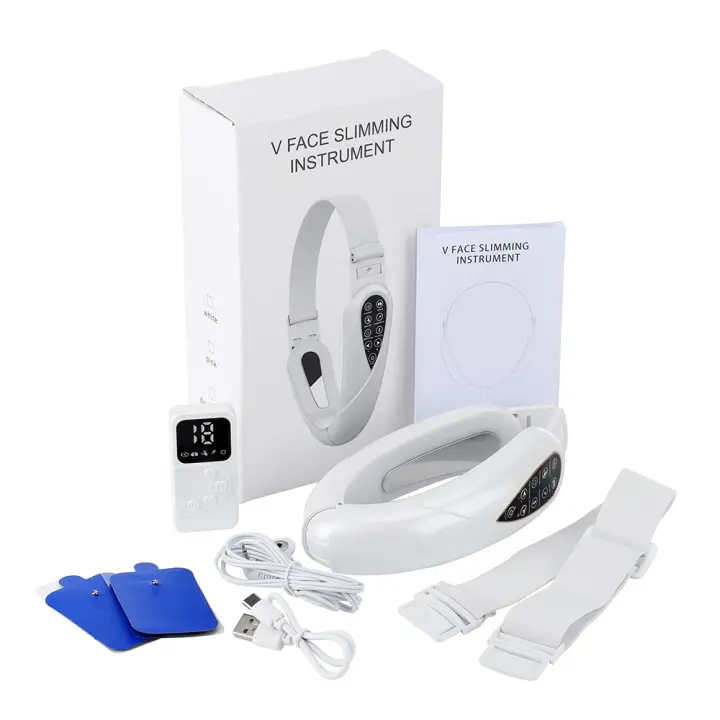 Dispositivo de adelgazamiento facial vibratorio EMS con control remoto, dispositivo de belleza inteligente de masaje facial en V, artefacto de adelgazamiento facial de cinco modelos - 1