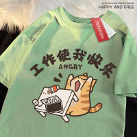 Camiseta De Algodón Respirable Para Hombre Y Mujer Con Impresión Divertida De Gato Estilo Callejero Oversized Para El Verano - details 18