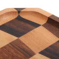 Platos de madera para frutas Bandeja de madera para té y postres Patrón de cuadrícula Plato rectangular para servir alimentos 30 x 20 cm - details 3