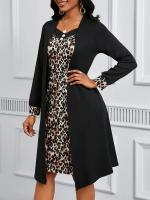 Nuevo Vestido Largo De Punto De Leopardo Para Vacaciones Con Cuello En V Y Botones Estilo Casual A-Line Para Mujer Otoño Invierno - details 3