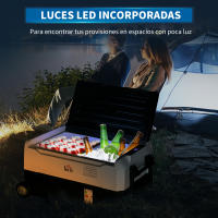 HOMCOM Nevera Compresor Portátil 30,5L Refrigerador de Coche -20℃-20℃ 12 / 24V DC y 100-240V CA con 2 Ruedas Asas y Compartimento Congelador para Camping Viajes 72,6x39x37,3 cm Negro - details 5