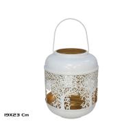 Gissed - Farol Decorativo de Metal Blanco con Diseño Calado de Árboles, Ideal para Iluminación Ambiental en Hogar, Terraza o Jardín, Estilo Elegante y Moderno, Asa para Colgar o Colocar en Superficie, Interior Dorado para un Brillo Sofisticado . - details 0