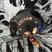 Casco De Béisbol Retro De La Calle Con Lentes Azules Para Hombres Y Mujeres Casco Medio De Moda Exterior Para Scooter - details 4