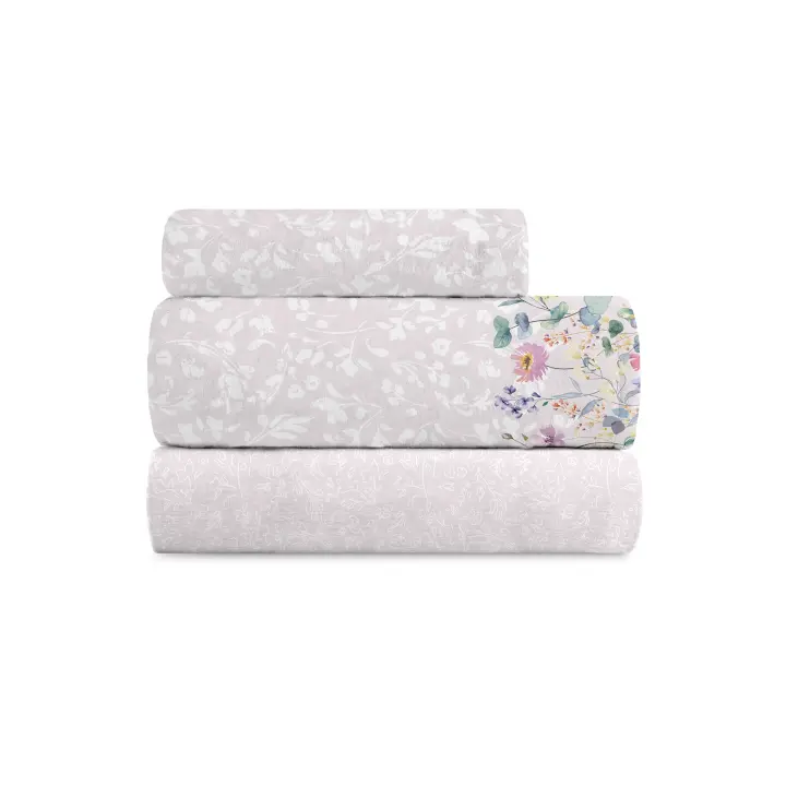 Manterol - Juego de sábanas de invierno coralina dibujo floral con gramaje de 220gr/m². Tejido muy cálido, suave y mullido para un descanso reparador en invierno. - 1