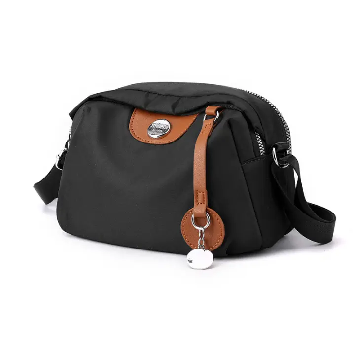 Nuevo Bolso de hombre de Nailon para Mujer, Bolso de Mensajero de gran capacidad con contraste de color simple y borde Cruzado, Bolso informal Más ligero para Madres de Mediana - 1