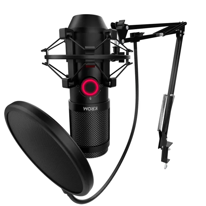 KROM KAPSULE - Kit de micrófono Streaming, Unidireccional con Dos condensadores de cápsula, Audio 3.5mm, Montura Anti-Shock y Filtro Pop, Windows & MacOS - 1