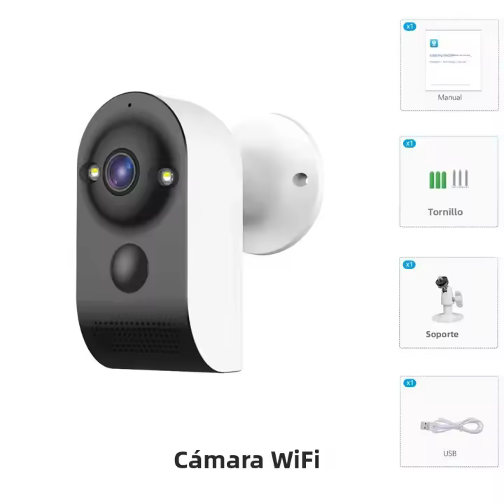 Cámara De Seguridad WiFi 5MP Con Detección De Movimiento Pir Audio Bidireccional Monitoreo IP Inteligente Para Hogar Batería Integrada Resistente Al Agua Y Al Clima - 1