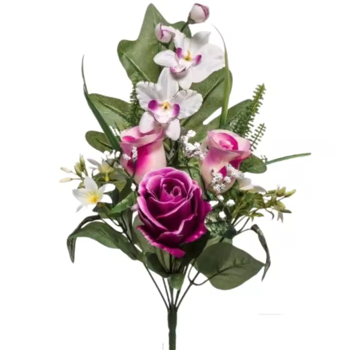 Ramo de Flores Tipo Palma Rosas Capullos Orchid Nº de Varas 8 35cm - Ideal para Nichos de Cementerio - 1