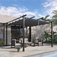 Gazebo gazebo para terraza con Techo corregizo, Jardín, aluminio, gris Marengo + gris oscuro, 3x3x2,23 M - details 0