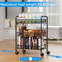 MEJORADA Carrito Metálico Multiusos de 3 Niveles con Ruedas Bloqueables, Estantes Versátil con Cestas de Malla - Perfecto para Cocina, Baño, Almacenamiento de Oficina - details 4