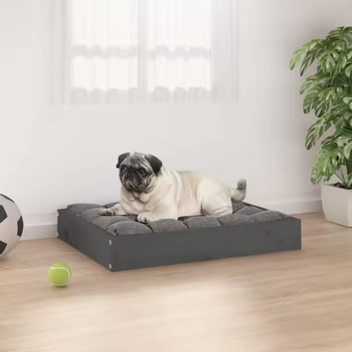 Cama para Perros Madera de Pino Gris 61,5x49x9 cm - 1
