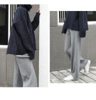 Pantalones De Mujer De Tejido Suave Para Otoño E Invierno Con Pierna Ancha Y Cintura Alta Estilo Casual Pantalones Rectos Y Justos - details 3