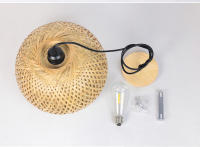 Lámpara Colgante De Bambú Hecha a Mano LED E27 Para Decoración De Sala De Estar Y Dormitorio Fuente De Luz Tradicional Con Telar De Hierro - details 8