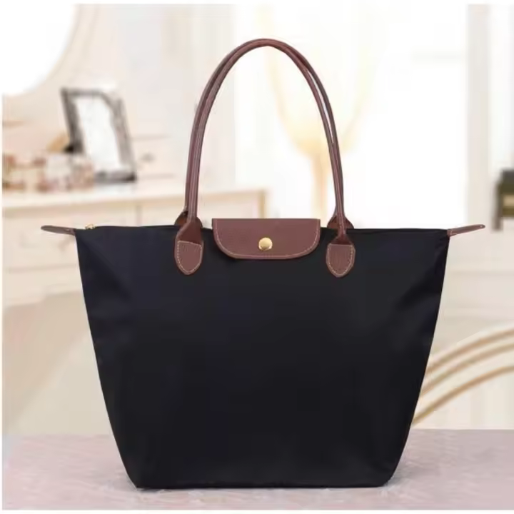 MEJORADA TY-4, Bolso plegable de nylon con asa superior para mujer，estilo clásico,2 tamaño Grande 42*27*19CM, PEQUEÑO 33*24*14CM - 1