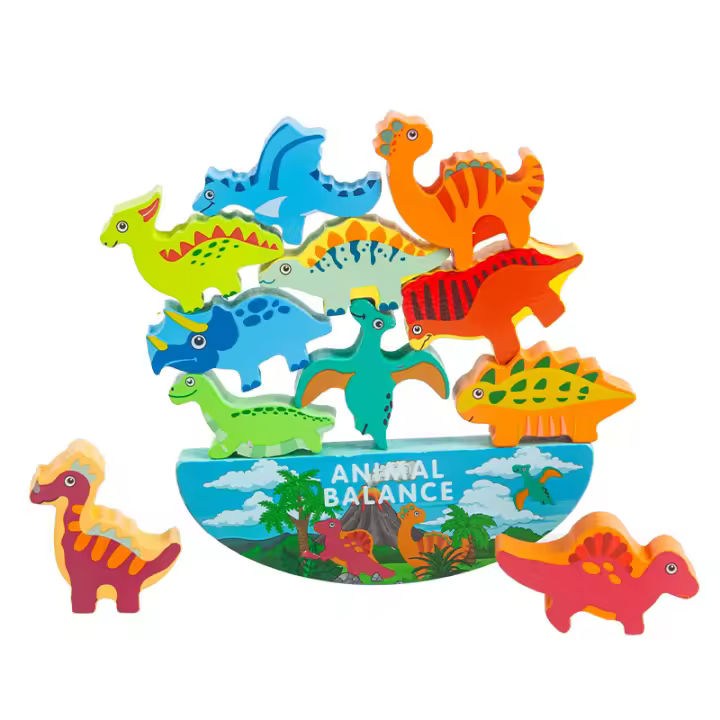 Bloques de construcción de animales de madera apilables, juego Montessori de 12 piezas, juego de equilibrio educativo, regalo de cumpleaños para niños - 1