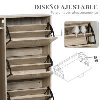 HOMCOM Armario Zapatero de 2 en 1 para Zapatos Mueble Almacenaje Paraguas Gran Espacio Estante Ajustable en 2 Niveles Capacidad de 12 pares 79x26x120 cm Madera - details 5