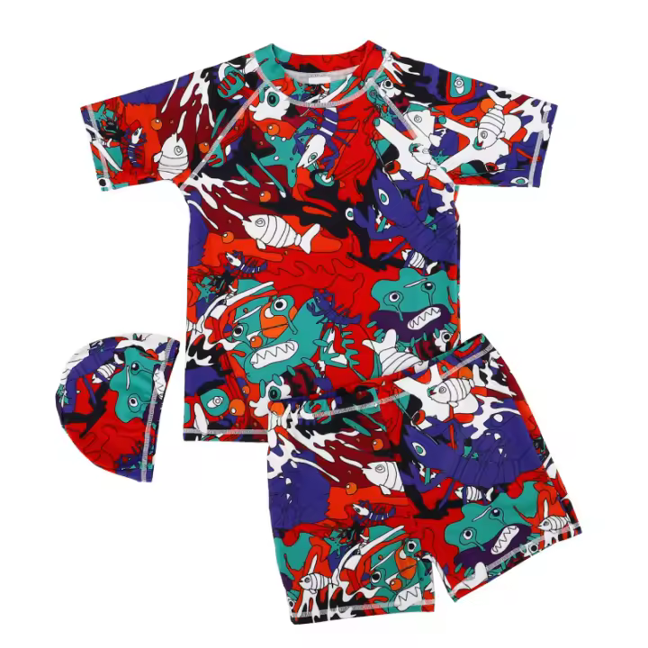Nuevo traje de baño de verano para niños, traje de baño de dibujos animados de anime para niños, traje de baño para niños con gorro de baño - 1