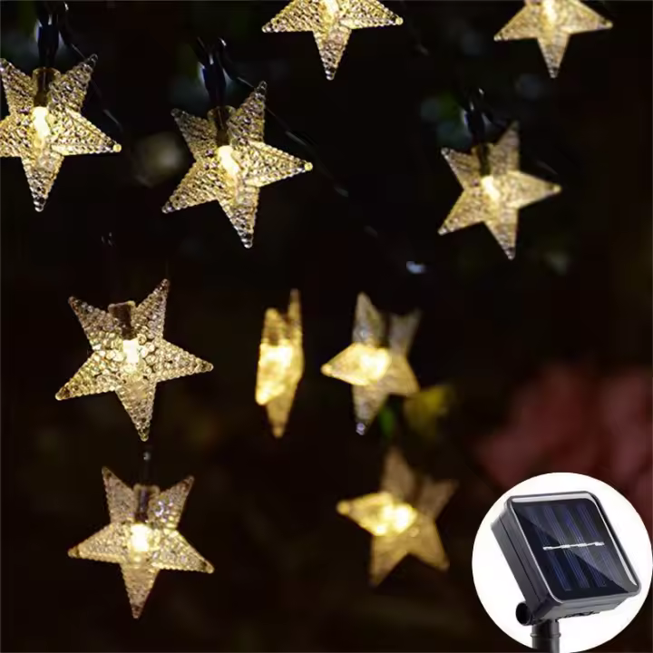 Cadenas De Luces LED Solares Para Jardín Exterior Guirnalda De Navidad Con Estrellas Y Luces Twinkle En Colores Multicolor Y Cálido Para Decoración De Bodas Y Fiesta - 1