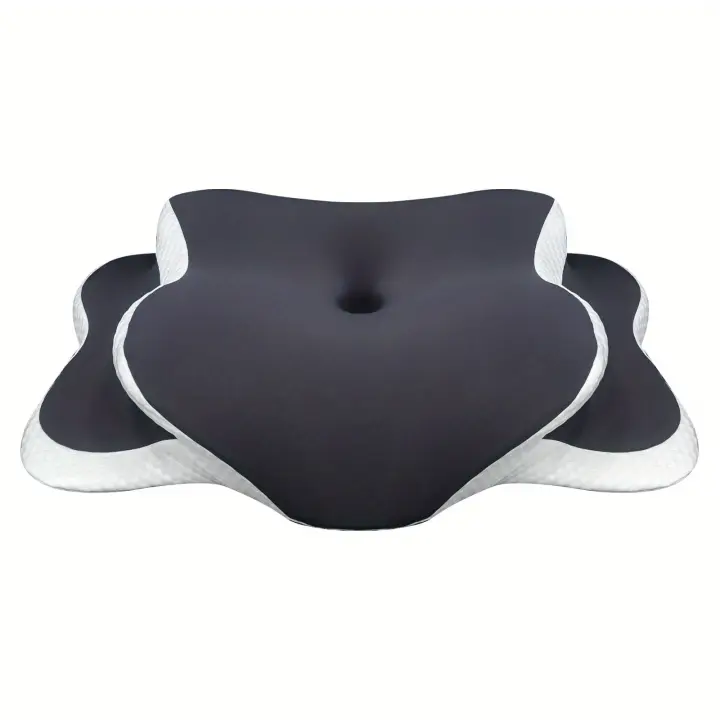 Almohada De Memoria Con Funda De Seda Hielo Para Cervical Ergonómica Suave Y De Baja Reacción Con Dos Alturas Regalo Familiar Para Dormitorio - 1
