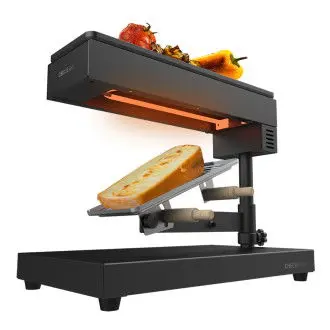CECOTEC 03081 Máquina de raclette de 600 W hecha en acero inoxidable con termostato y 2 espátulas Chesse&Grill 6000 Black - 1