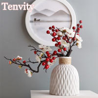 Rama De Flores Artificiales De Seda Rojo Durazno Para Decoración De Casas Bodas DIY Adornos De Navidad Berro Falso Flores - details 0