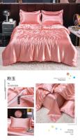 Juego De Cama De Lujo En Seda De Hielo Con Fundas De Almohada Y Funda De Edredón Satinado Textil Doméstico De Alta Gama Color Sólido - details 30