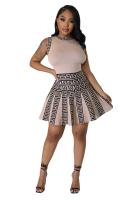 Vestido Mini De Oficina Para Mujer Estampado Y Elástico De Tenis Con Cuello Redondo Y Falda Plisada Casual Middle Age Polyester - details 43