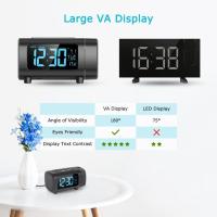 Reloj De Alarma Digital Con Función De Radio Y Modo Snooze Carga USB Reloj De Mesa Para Dormitorio Estilo Moderno Geométrico Proyección 180° - details 5