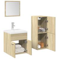 vidaXL Set muebles de baño 2 piezas madera contrachapada en color Gris hormigón/Roble Sonoma | almacenamiento funcional diseño moderno para baño dormitorio sala - details 1