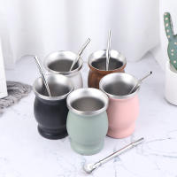 Juego De 8 Oz Bombilla Para Yerba Mate Con Taza De Acero Inoxidable Doble Y Cuchara Y Cepillo Aislante De Calor Anti Quemaduras - details 3
