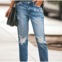Jeans Rectos Para Mujer Moda Alta Cintura Washed Skinny Ropa Trasera Ropa De Lady Commuter Pantalones Delgados Con Agujeros Tendencia De Moda 2025 - details 22