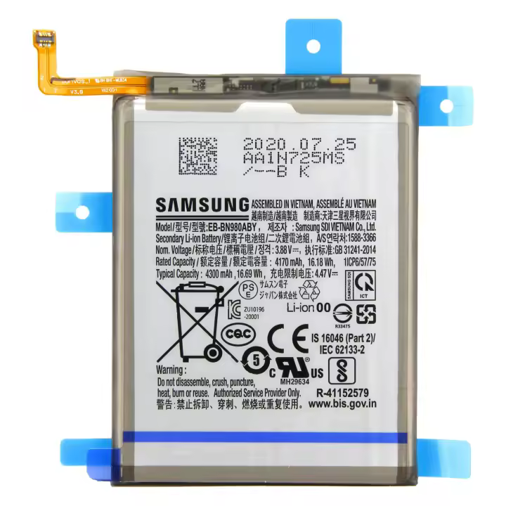 Batería Original Samsung EB-BN980ABYpara Samsung Galaxy Note 20 /  Note 20 5G - Capacidad 4170 Mah - Service Pack - 1