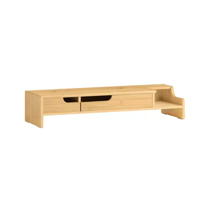 SoBuy Soporte del Ordenador Portátil Elevador del Monitor con 2 cajones 60 x 22 x 12cm BBF12-N ES - 1