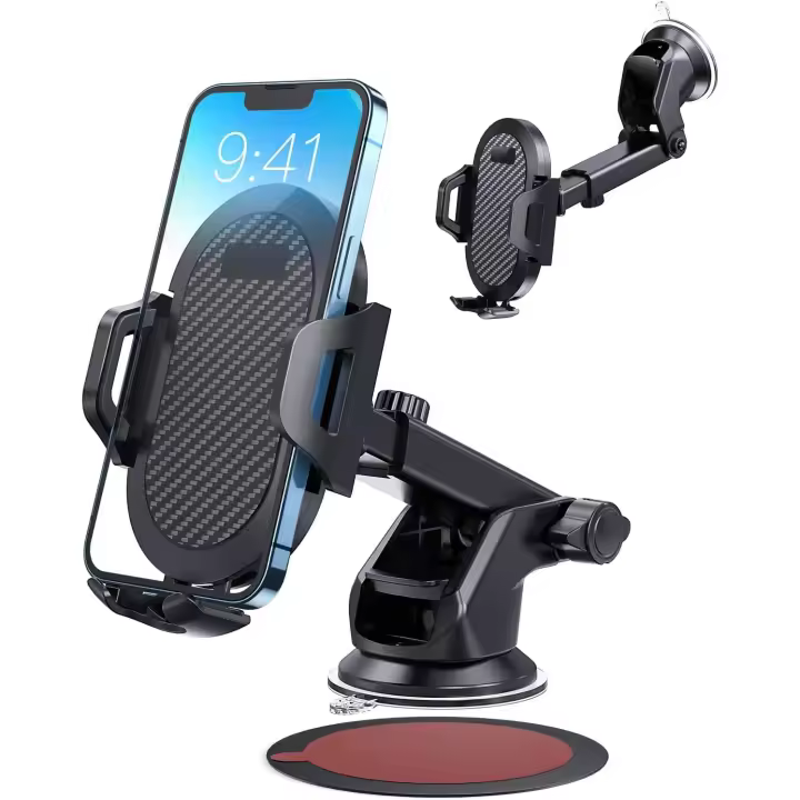 Soporte para teléfono de coche [ventosa fuerte] brazo largo para tablero de instrumentos del parabrisas del coche, compatible con iPhone 15/14/13/12/11, Samsung Galaxy S21 y más - 1