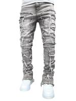Pantalones De Mezclilla Para Hombre Estilo Hip Hop Callejero Jeans Arrugado Y Destrozado Ajustados Y Rectos Material 100% Algodón - details 6