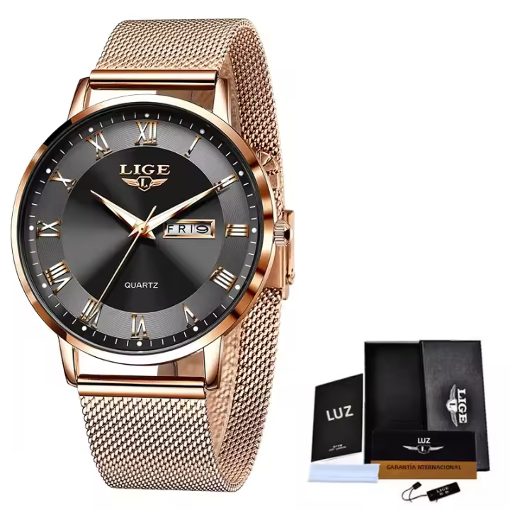 Reloj De Mujer LIGE 2024 Lujo Creativo De Acero Inoxidable Resistente Al Agua Con Pulsera Reloj De Cuarzo De Dial Romano Resistente Al Choque - 1