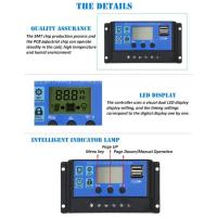 Controlador PWM 100A 12V 24V Automático Para Sistema Solar Carga De Panel Solar 2-USB 5V Con Pantalla LCD Accesorio Para Sistema Solar - details 7
