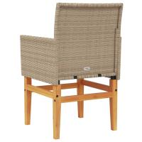 vidaXL Sillas de jardín con cojín 2 uds ratán PE beige y madera acacia - details 5