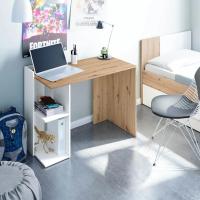 Meimon Mesa escritorio KENIA 100x52x78 cm con estantes fijos, diseño reversible, fabricada en tablero de partículas melaminizado TIPO E1 con cantos PVC de 0,6 mm, incluye tacos ABS antirayaduras, soporta hasta 25 kg, ideal para estudio u oficina. - details 2