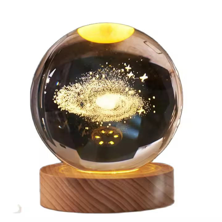 Lámpara De Cristal 3D Luz Galáctica Planetaria Luz Nocturna Para Decoración Del Hogar Regalo De Navidad Luz De Mesa De Cristal Brillante - 1