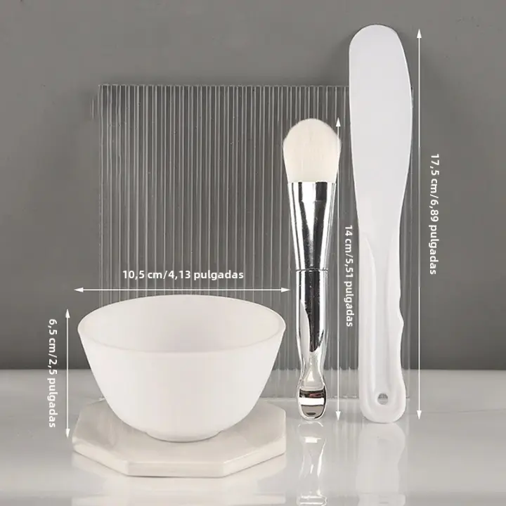 Set De 5 Piezas De Silicona Blanca Para Mezclar Máscaras De Cara Herramientas De Cuidado De La Piel Para Mujeres Y Chicas Belleza Salón Cosméticos - 1