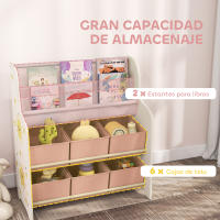 AIYAPLAY Estantería Infantil para Juguetes, con 6 Cajas Extraíbles de Tela no Tejida, Organizador de Juguetes con 2 Estantes, para Habitación Infantil, Sala de Juegos, Guardería, 63x30x71 cm - details 3