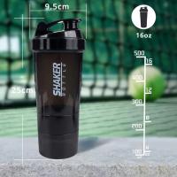 Botella De Proteína Con Agitador De 3 Capas Botella De Agua Con Mezclador Para Ejercicio Y Construcción Corporal Plástico - details 5