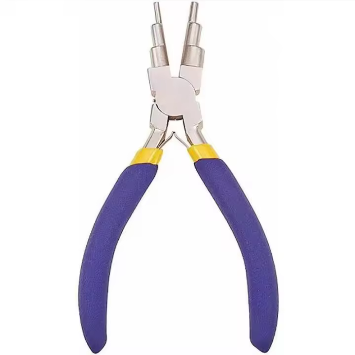 Alicates de punta redonda de acero al carbono, alicates de hierro y níquel, herramientas para hallazgos de joyería, Mango antideslizante, agarre cómodo, alicates de seis secciones - 1