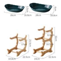 Tazón De Frutas De Madera Con Partición Y Tazón Para Postres Y Pasteles De 2/3 Capas Platos De Cocina Para Comidas Y Snacks Estilo Europeo Color Sólido - details 0