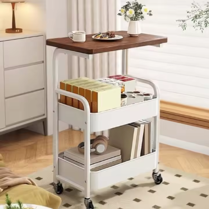 Mikomika Carrito con ruedas de 3 niveles, carrito de almacenamiento con ruedas, para cocina, salón, baño o balcón, estructura estable, acabado fácil de limpiar (blanco o negra) - 1